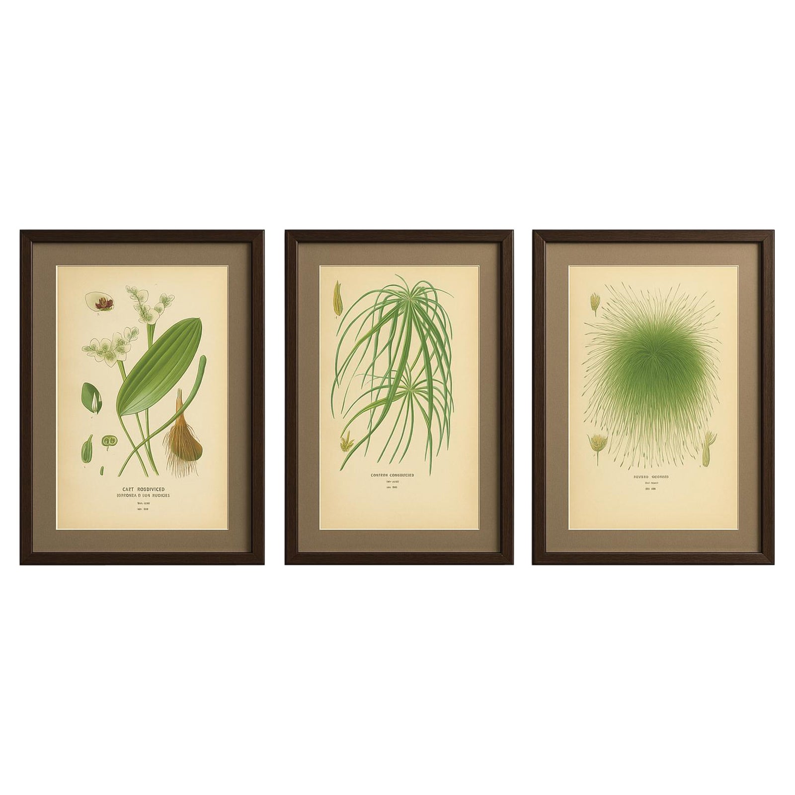 Cape Pondweed, Umbrella Plant & Bulrush, Antique Botanical Prints c.1897