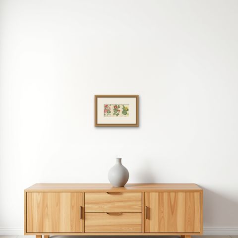 Botanical Elegance: A Triptych of 19th-Century Floral Art, 1896, shown framed on a wall
