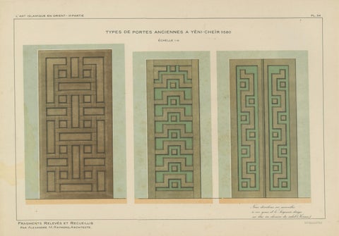 Antique Ottoman Door Panels Print, Yenişehir, Turkey, 1580, Raymond, 1924, close-up 1