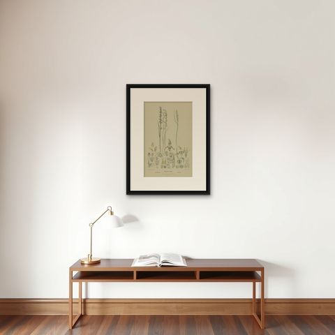 Antique Botany Print of the Short-Lip Leek Orchid & Alpine Leek Orchid, '1884', shown framed on a wall