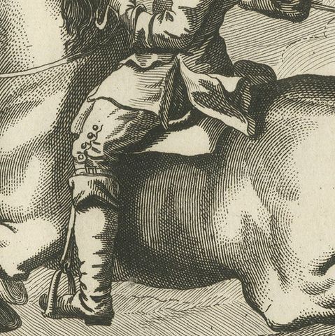 Antique Print of Horse Riding, Ballotade, close-up 2