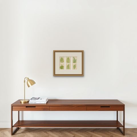 Rare Victorian Tropical Fern Lithograph Collection by E.J. Lowe, 1856, shown framed on a wall