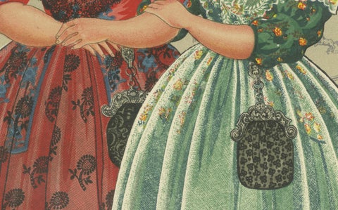 Friesland Gala Dress with Gold Caps and Coral, Dutch Print, 1932, close-up 5