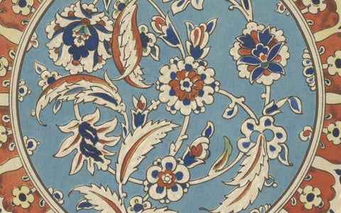 Persian-Turkish Faience Plate with Carnation and Tulip Motif, J.Lessing, 1890, close-up 3