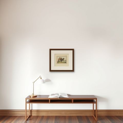 Antique Print of a Camel by Geissler, 'c.1820', shown framed on a wall
