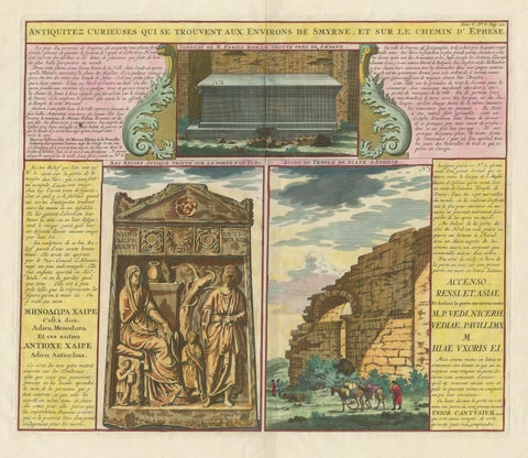Antique Print showing Monuments in Ephesus, present-day Izmir province, Turkey, view 3