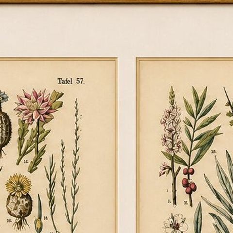 German Botanical Plates, Exotic Plants & Fruit Trees, Stuttgart c.1890, close-up 1