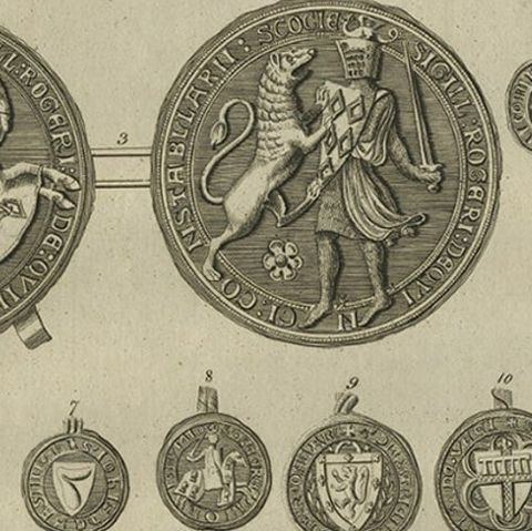Antique Print of Seals of Nobility and Important Men of Scotland, 1792, close-up 1