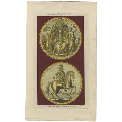 Great Seal of King George I Engraving, Harrison’s History of England 1786