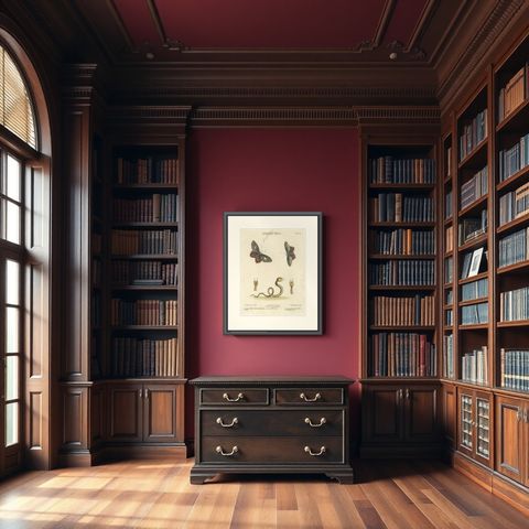 The Two-Headed Serpent and the Black Butterfly, 1749, shown framed in a room
