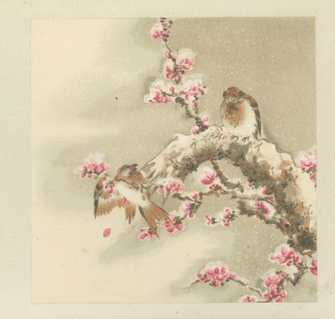 Antique Japanese Bird and Landscape Print: Six Panels of Nature’s Harmony, 1882, close-up 2