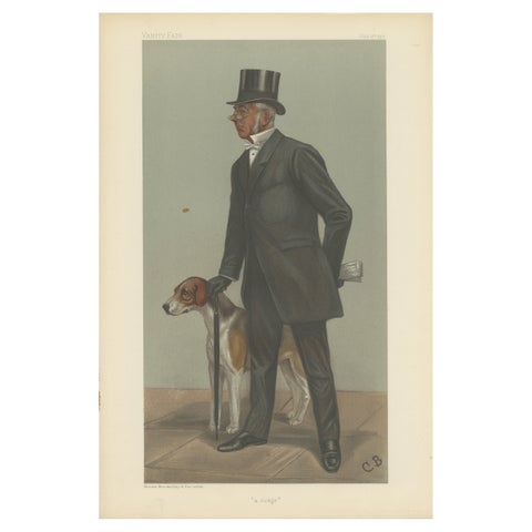 Antique Vanity Fair Print 'A Judge' Rev. Cecil Legard, 1901 Dog Show Judge