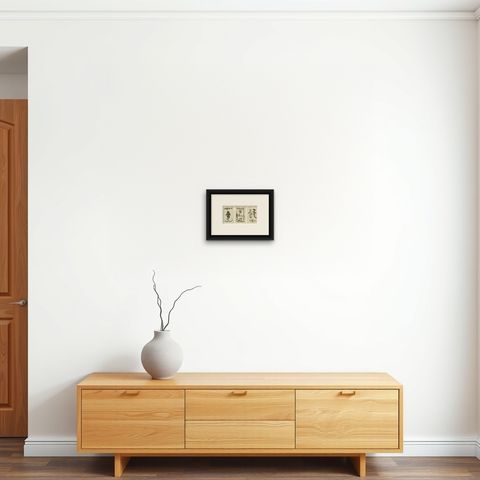 Set of 3 Antique Fish Prints, White Shark, Sawfish, Catshark, shown framed on a wall