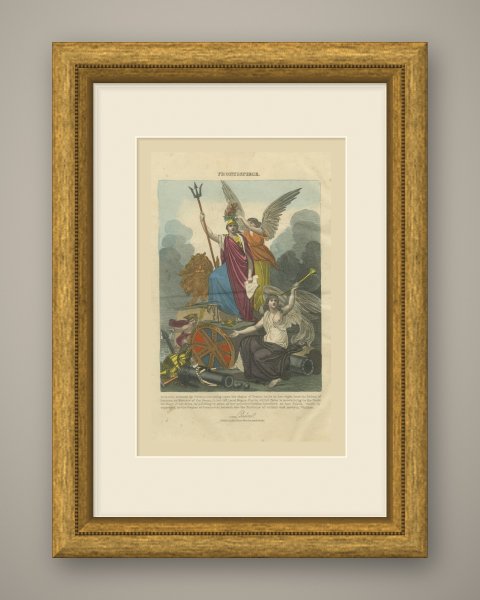 Britannia Crowned by Victory with Fame and the British Lion, 1816, shown framed