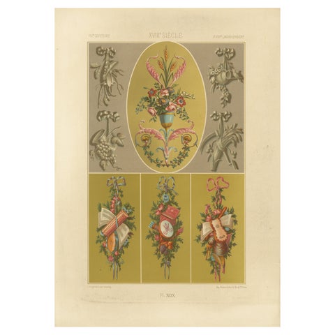 Rococo Motif Ornament, 18th-Century Floral and Allegorical Designs, Plate XCIX