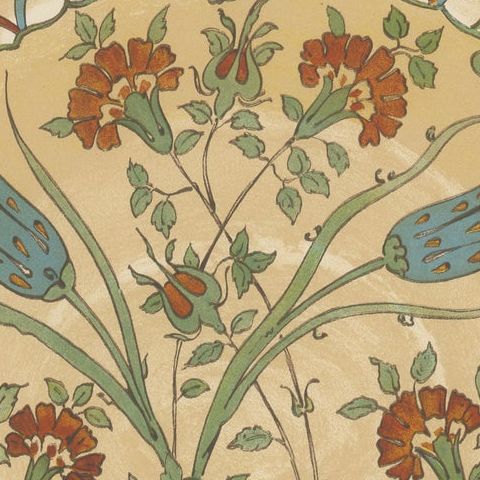 Persian-Turkish Faience Plate with Tulip and Carnation Design, J.Lessing, 1890, close-up 6
