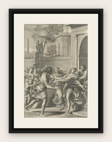 Antique Print of Harmonillus Turning into a Lemon Tree, 1646, shown framed