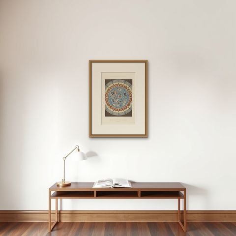 Persian-Turkish Faience Plate with Carnation and Tulip Motif, J.Lessing, 1890, shown framed on a wall
