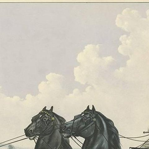 Antique Horse Print of the 'Four in Hand' Stallion Team, 1875, close-up 1