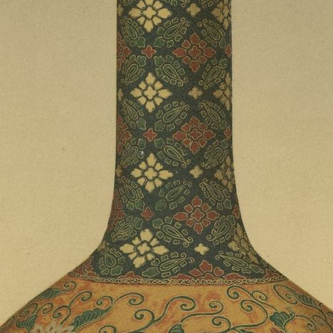 Ornamental Elegance, Floral Motif Long-Neck Vase, from Audsley’s Art, 1884, close-up 6