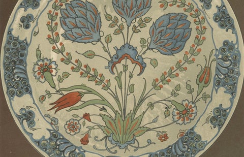 Persian-Turkish Faience Plate with Tulip and Artichoke Motif, J.Lessing, 1890, close-up 3
