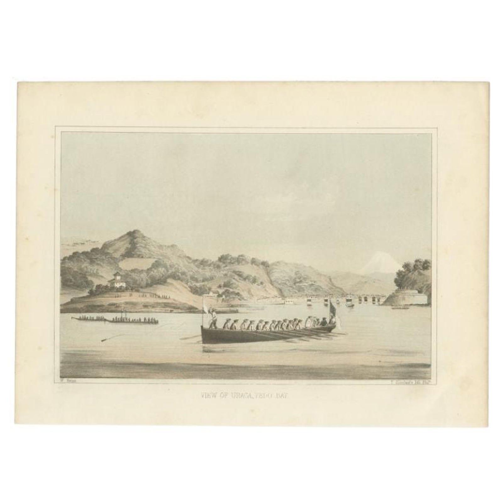 Antique Print of Uraga in Japan by Hawks, 1856