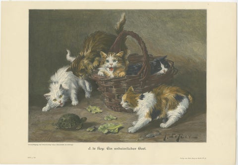 Set of 6 Original Antique Cat Prints made after paintings, circa 1898, view 6