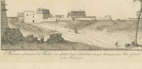 Arab Houses and Pigeon Towers in Egypt, Norden Architectural Engraving, c.1755, close-up 6