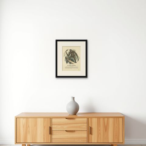 Der gemeine Orang-Utan (Common Orangutan) - Hand-Colored Zoological Print, 1840, shown framed on a wall