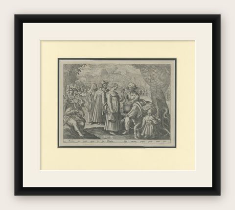Catching Doves in Renaissance Europe: Stradanus & Galle's 1615 Hunting Print, shown framed