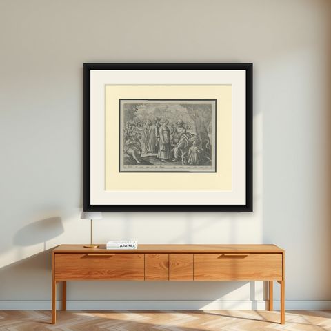 Catching Doves in Renaissance Europe: Stradanus & Galle's 1615 Hunting Print, shown framed on a wall
