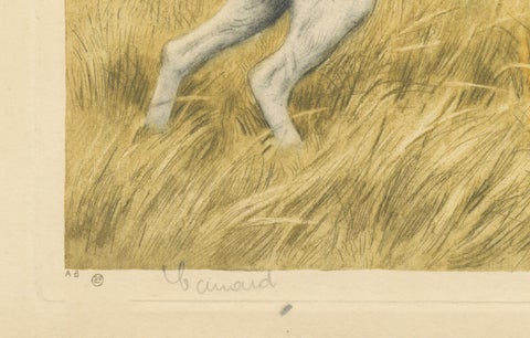 Vintage Hunting Dog Lithograph “Pointer & Mallard” by Paul Wood, New York, 1930, close-up 5
