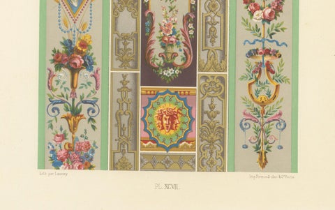 Rococo Panel Ornament, French Floral and Gilt Wall Designs, Plate XCVII, 1869, close-up 2