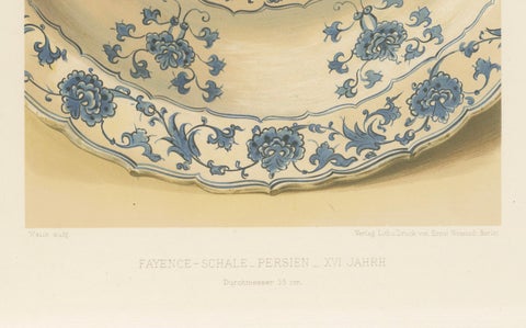 Persian Faience Dish with Blue Floral Ornamentation, J.Lessing, Berlin 1890, close-up 1