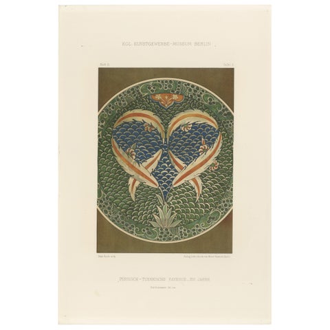 Persian-Turkish Faience Plate with Twin Fish Motif, Julius Lessing, Berlin 1890