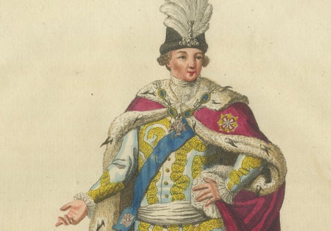 Knight of the White Eagle Order in Poland: Regal Hand-Colored Engraving, 1791, close-up 2
