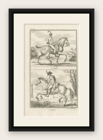 Antique Horse Riding Print - l'Amble - l'Aubin, shown framed