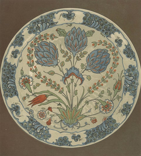 Persian-Turkish Faience Plate with Tulip and Artichoke Motif, J.Lessing, 1890, close-up 4