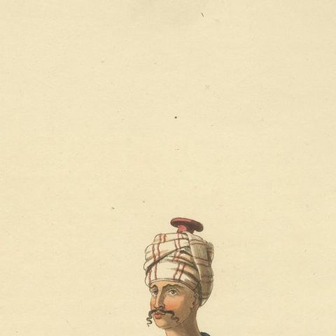 Antique Print of Janizary, Hand-Colored Aquatint, Turkey, 1818, close-up 1