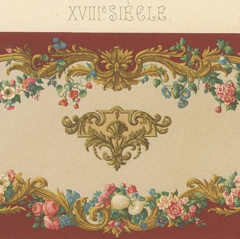 18th Century French Wall and Border Decoration, Rococo Floral Frames, Plate XCI, close-up 5