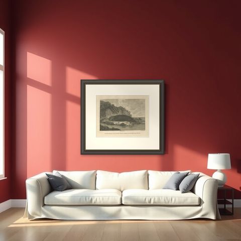 Antique Print of a Sea Otter of Nootka Sound in British Columbia, Canada, 1801, shown framed in a room