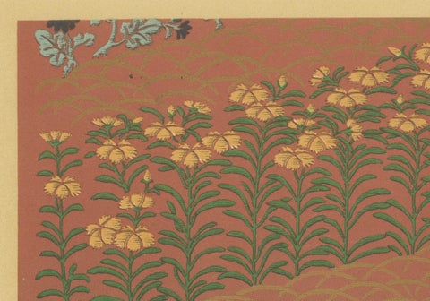 Japanese Garden Flowers in Bloom: Antique Lithograph, 1880s, close-up 3