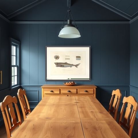 Antique Print of Greenland Shark with Detail Views, Paris, circa 1845, shown framed in a room