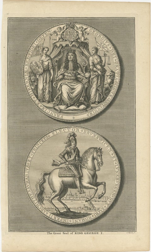 Set of 4 Antique Print of Great Seals by Rapin de Thoyras, circa 1780, view 5