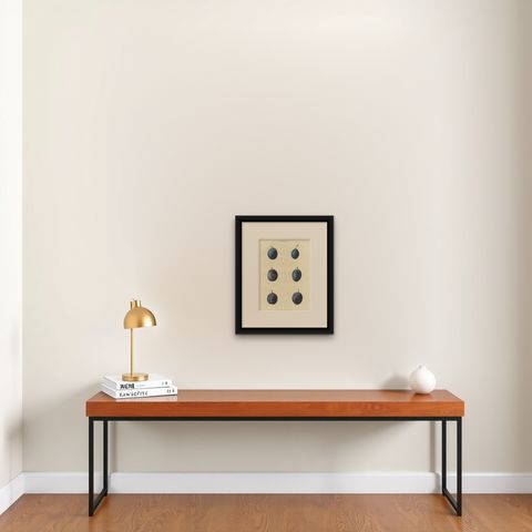 Antique Fruit Print of Mr. Knight's Seedling Plums, shown framed on a wall