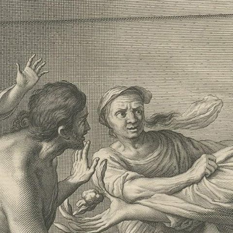 Antique Print of Harmonillus Turning into a Lemon Tree, 1646, close-up 2