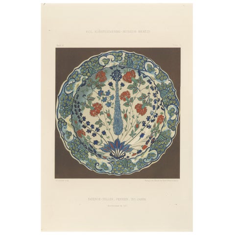 Persian Iznik-Style Faience Plate, Floral Design, Julius Lessing, Berlin 1890