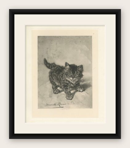 Rascal - A Playful Antique Cat Print by Henriette Ronner, 1894, shown framed