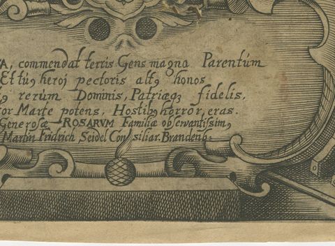 Reinhold de Rosa, Military Commander, Original Antique Engraving, circa 1660, close-up 2