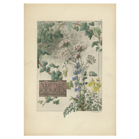 Floral Harmony in Art Nouveau: A Botanical Composition by Henry Lambert, 1896
